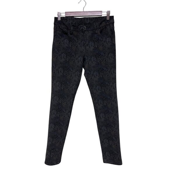 Kut from the Kloth Women's Snakeskin Pattern Black Pants Skinny Size 6 Rayon - Picture 1 of 12